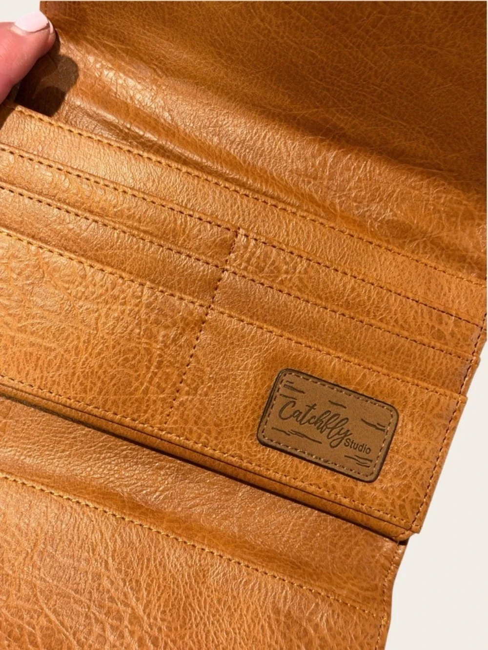 Catchfly Brown Metallic Large Flap Wallet NWT